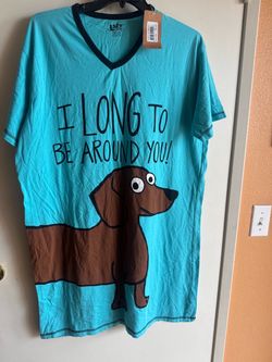 Lazy One tee with a large brown dachshund graphic and cheerful slogan