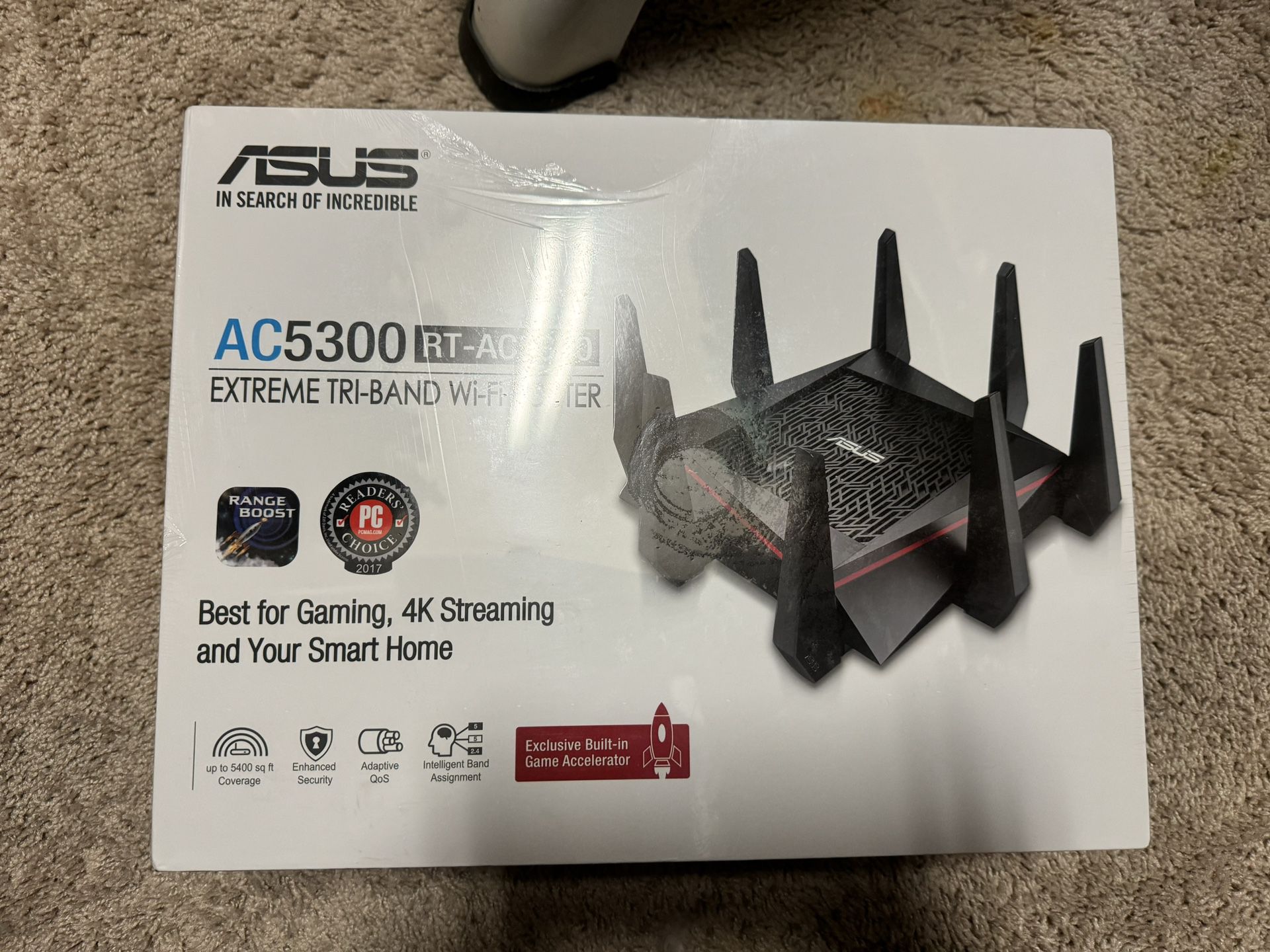 ASUS RT-AC5300 AC5300 Tri-Band WiFi Gaming Router, MU-MIMO, AiProtection Lifetime Security by Trend Micro, AiMesh Compatible for Mesh WiFi System, WTF