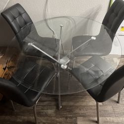 Glass Circle Table With 4 Chairs