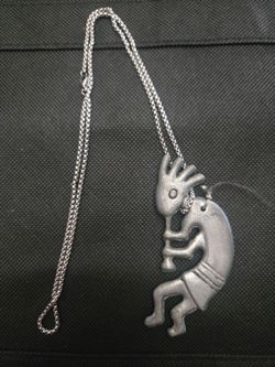 Silvertone Necklace & Navajo-style Kokopelli pendant