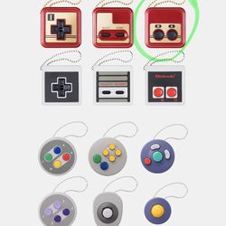 Nintendo Gachapon Capsule Famicom Buttons Key Chain NEW & SEALED