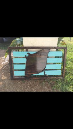 Solid wood framed hand crafted manta ray