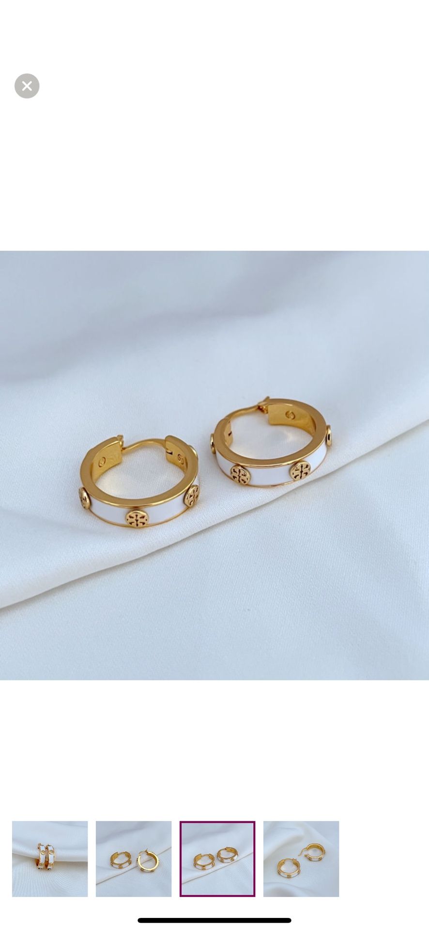 Tory Burch Hoop Earrings Gold With White