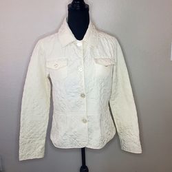 Bamboo Traders Womens Size: Small Creme White Long Sleeve Button Front Jacket
