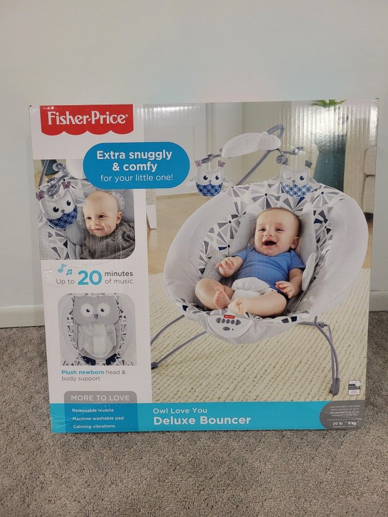New Fisher-Price Deluxe Bouncer in Owl Love
