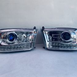 2013-2018 DODGE RAM 1500 LEFT & RIGHT SIDE HEADLIGHT LED PROJECTOR OEM CHROME