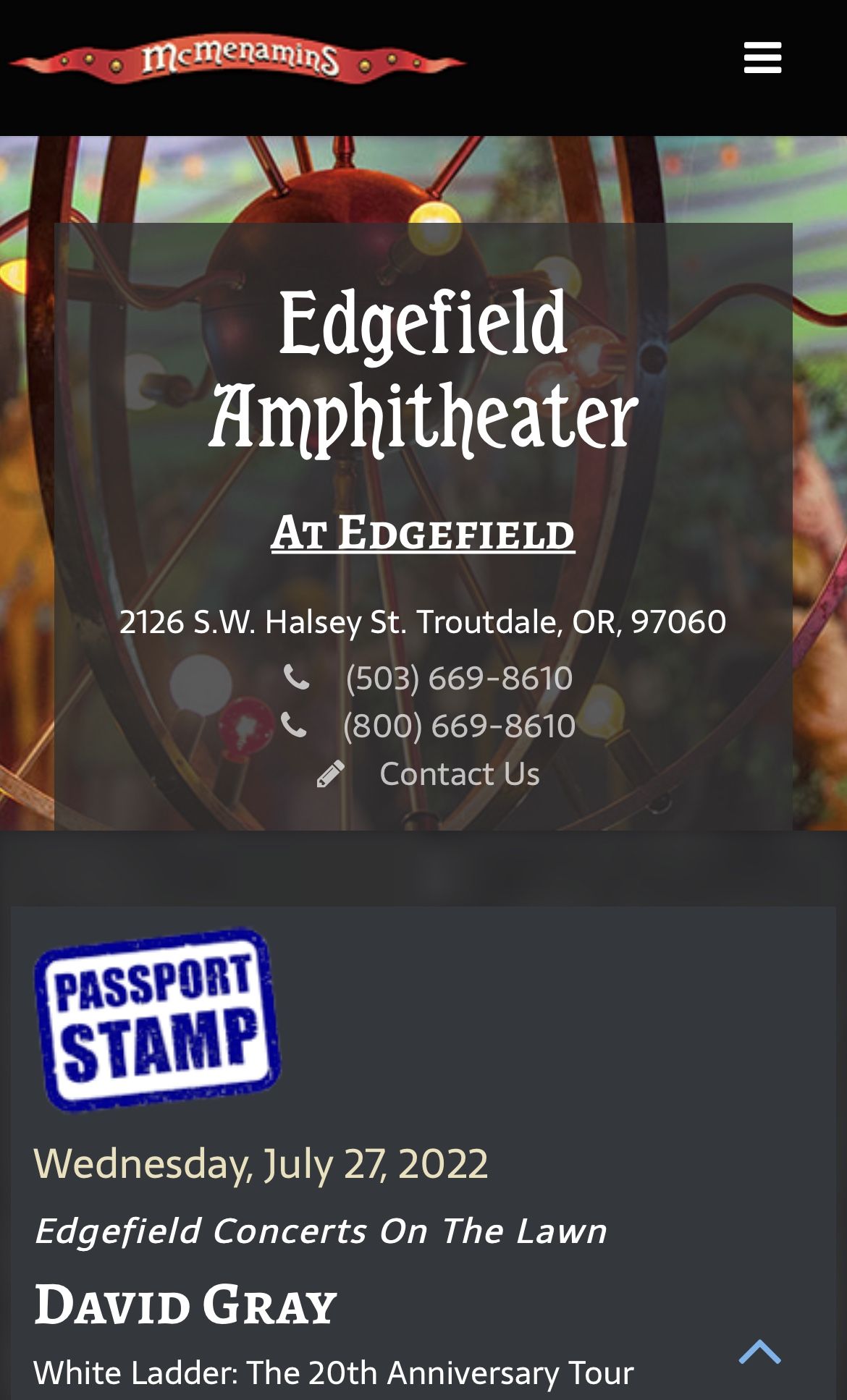2 GA David Grey Tickets at Edgefield