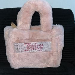 Juicy Couture light pink fur tote bag