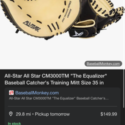 All-Star All Star CM3000TM "The Equalizer" Baseball Catcher's Training Mitt Size 35 in
