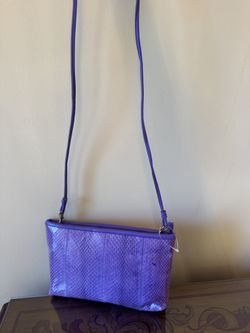 DRAMATIC PRICE DROP: Vintage Never Used ORCHID SNAKESKIN/leather-lined CROSSBODY/SHOULDER/CLUTCH