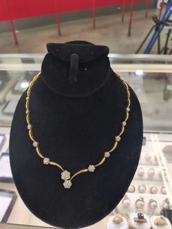 14kgold necklace with diamond around it 19.5 grams 22 Long layaway available 10% Dwon if you interested please make sure you ask for Maribel thank you