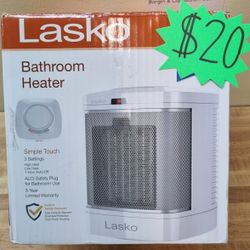Lasko 1500W Bathroom Space Heater with ALCI Safety Plug and Timer, CD08200, White