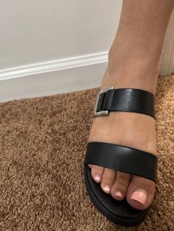 Black Double Strap Slide Sandals size 8.5
