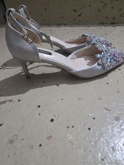 Silver Rhinestone Heels 6.5-7