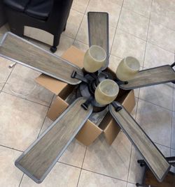 Hampton Bay 52” Ceiling Fan – Ellijay – Natural Iron – 5 Blade, 3 Light