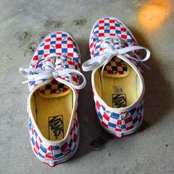 VANS Authentic 42 DX Red Blue Checkerboard - Men's size 9 / Womens 10.5
