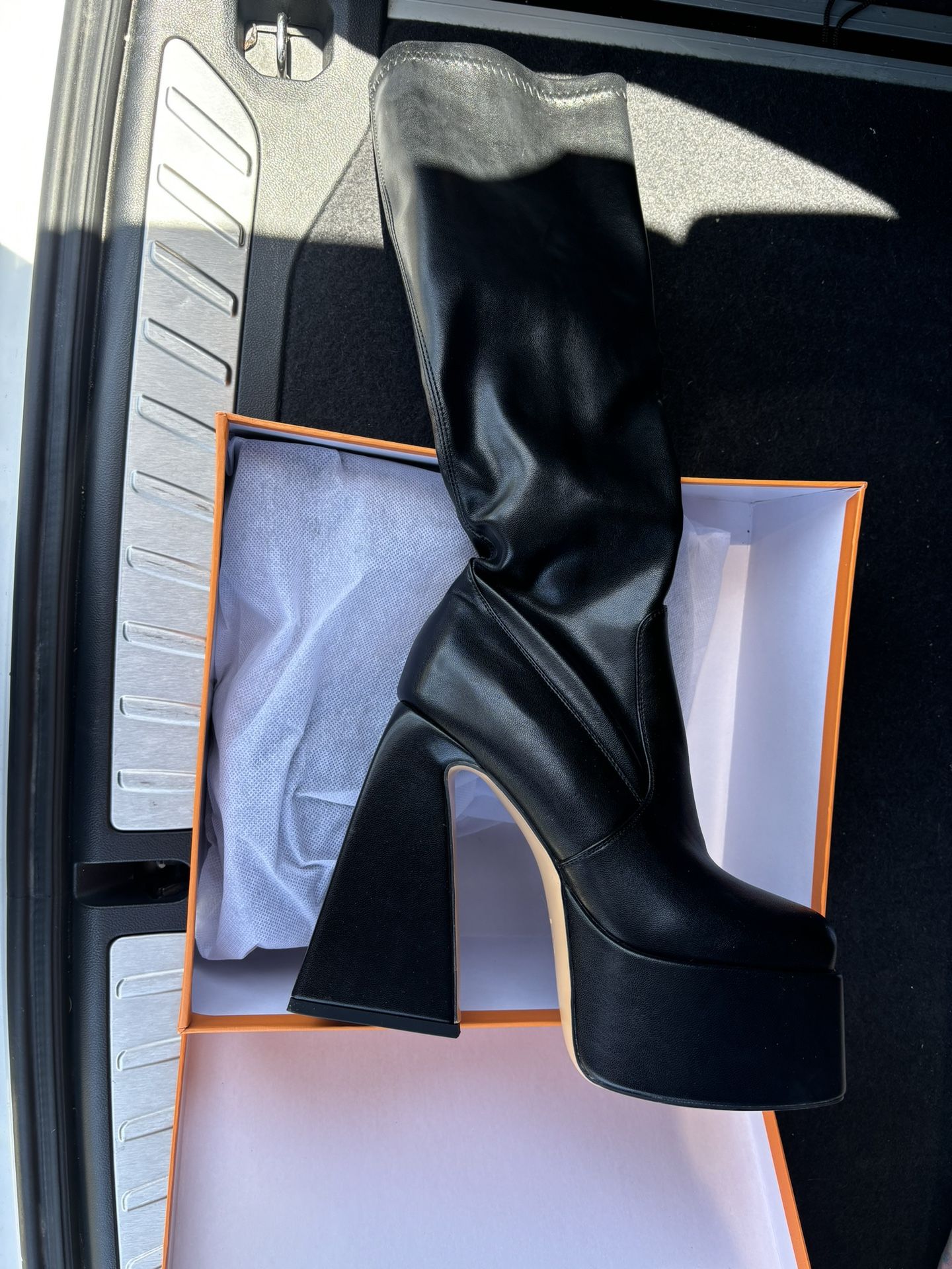 Black Leather Platform Boots