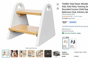 Toddler Step Stool, Wooden Step Stools for Kids, Kids Potty Training Stool with Handles