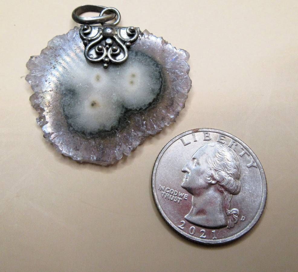 Necklace Pendant Stalactite Slice Polished