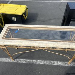 Vintage Glass Top Accent Tables Set – Wicker/Rattan Style (3 + Coffee Table)