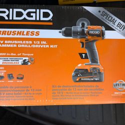 RIDGID 18V Brushless Cordless 1/2 in. Hammer Drill/Driver Kit with 4 Ah MAX Output EXP Battery, Charger, and Tool Bag