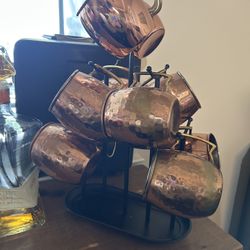 Hammered Copper Mug Set w/ Stand – Moscow Mule Style