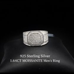 925 Sterling Silver 1.64CT MOISSANITE Men’s Ring Size 9 Or 12