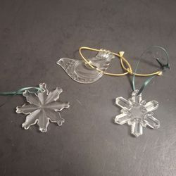 Vintage Clear Glass Christmas Ornaments- Set Of 3 - Excellent Condition