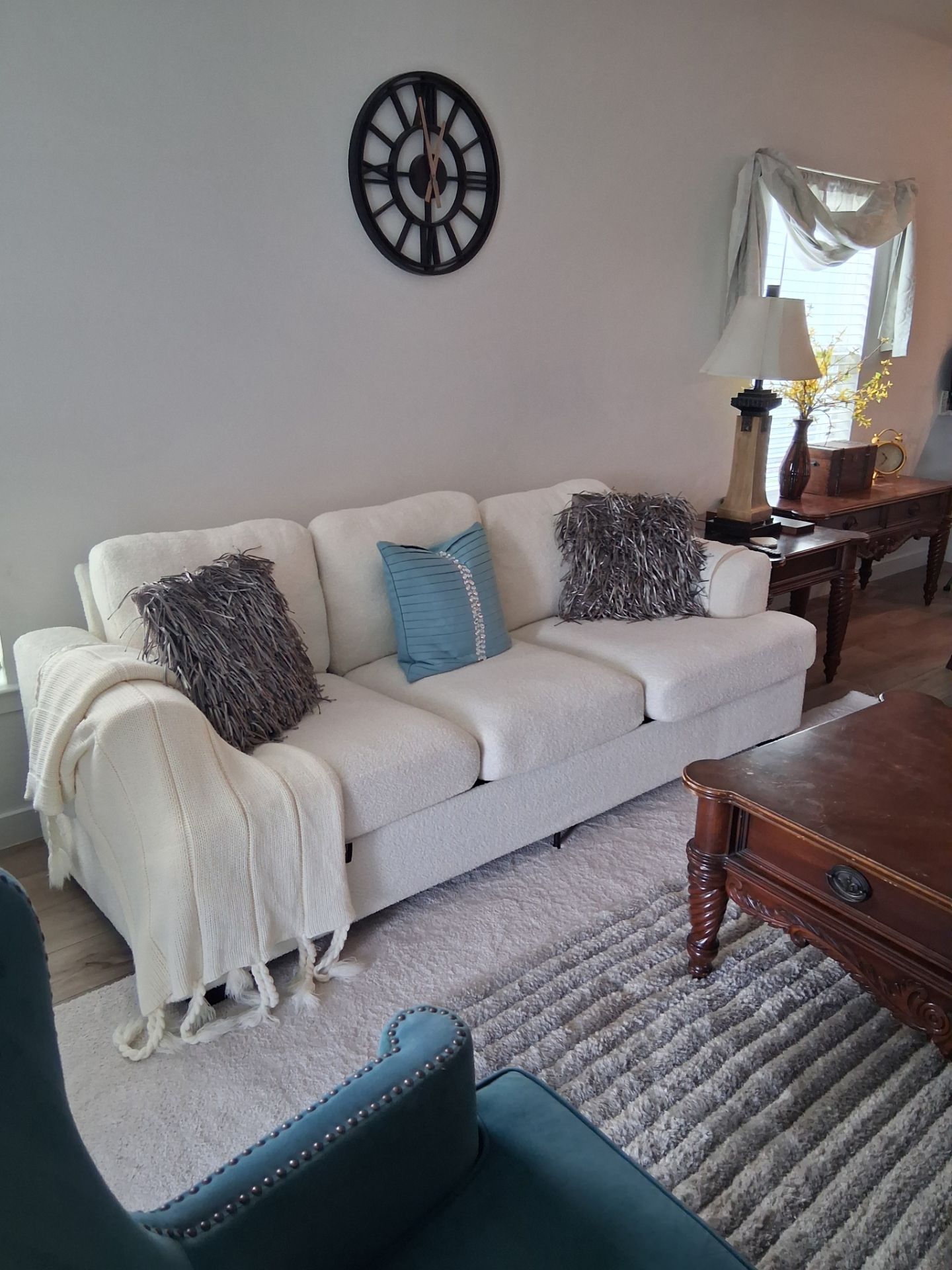 Pick Up Only! Soft White Plush Modular Sofa