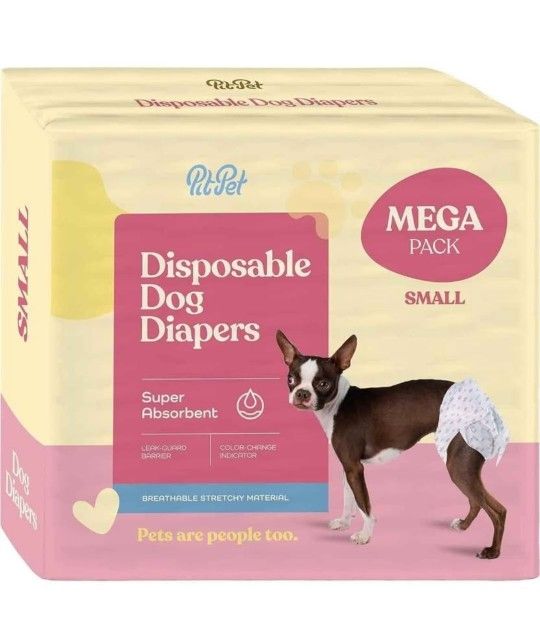 NEW! Female Dog Diapers 12-Pack Super Absorbent Disposable, Size Small