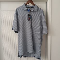 XXL RLX Ralph Lauren Men's Striped Wicking Polo Shirt