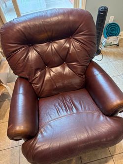Brown Leather Tufted Armchair