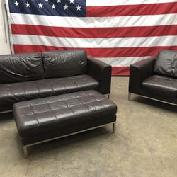 Free Delivery - Leather Italisofa Couch Chair & Ottoman 