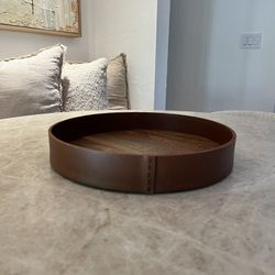 Wood & Leather Decorative tray