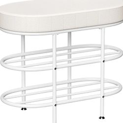 Shoe Bench with Cushion, 3 Tier Shoe Rack Storage Bench