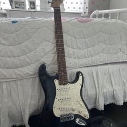 Fender Electric Guitar With Case And Small Amp
