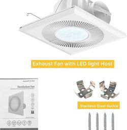 Bathroom 11.8IN Exhaust Fan with Light 165CFM 3CCT Shower Bathroom Vent Fan with 1400lm Led Light Combo Quiet 1.2 Sones Bath Ceiling vent with Adjusta