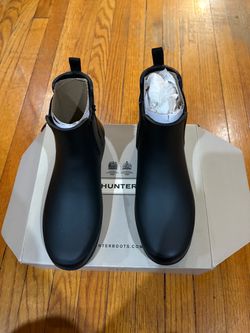 Hunter Original Refined Chelsea Waterproof Rubber Boot Black US 7 EU 38 UK 5