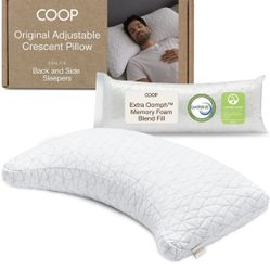 Coop Home Goods Original Crescent Adjustable Pillow, Queen Bed Pillows for Shoulder, Neck & Head Support, Crescent Foam Pillows - Medium Firm for Back