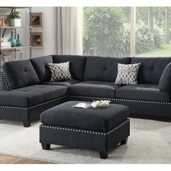 Black Sectional Sofa With Ottoman 