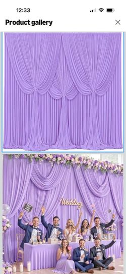 8 Panels Lavender Backdrop Curtains for Wedding Party Wrinkle Free Backdrops Curtain Drapes Fabric Decorations Photo Back Drop Cloth for Baby Shower P
