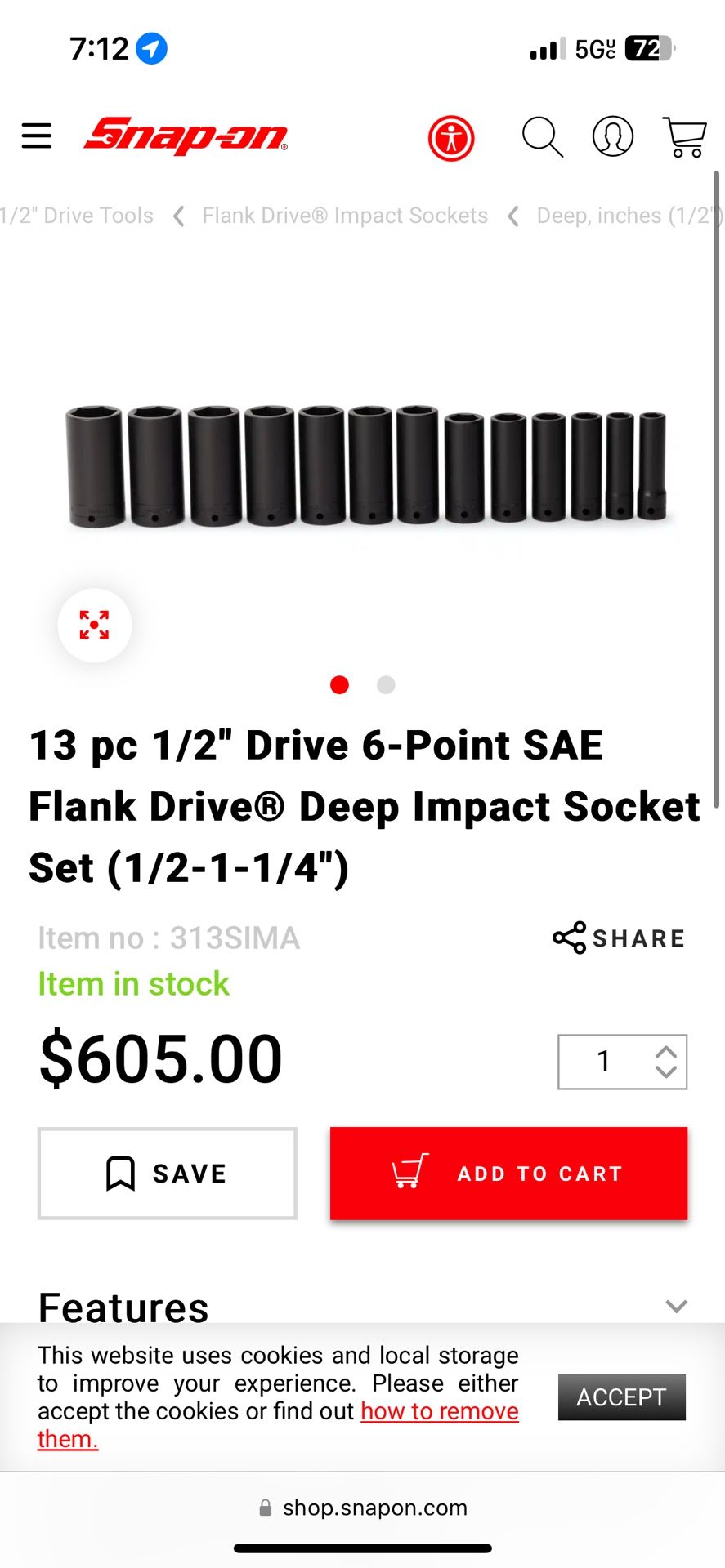 SAE 1/2 inch Impact Sockets 