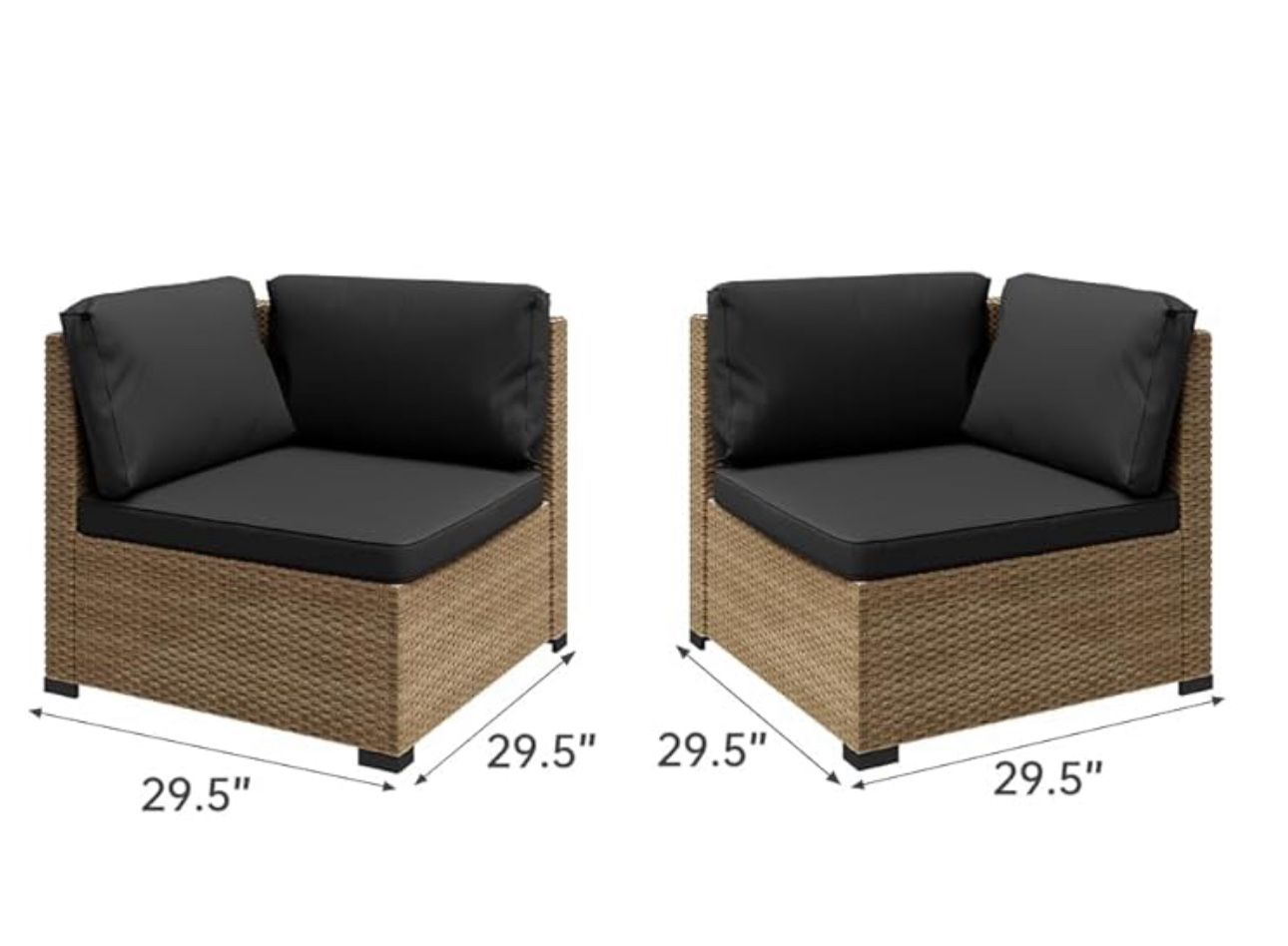 2 Piece Patio Furniture Set, Outdoor Furniture Patio Sectional Sofa Set, All Weather PE Rattan