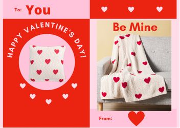 Valentines Day Pillow and Throw Res Heart Set Soft Woven 