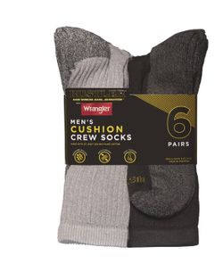 Rustler cushion Men's Socks, Active Crew Socks for Men, size 6-12. 6 pack.  (AC)