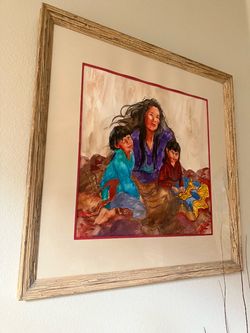 “Mother and Children” 40” x 40” Original Watercolor