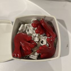 Vintage Christmas Set – 6 Red Doves & 9 Angel Ornaments by Commodore