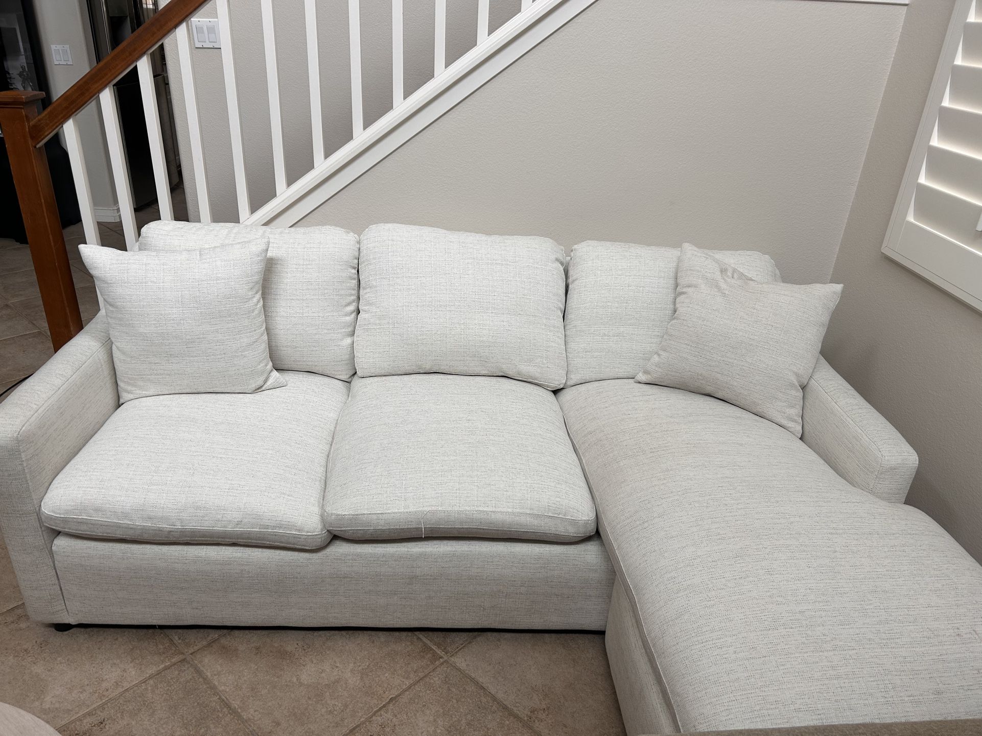 7 foot sectional - Cream color with grey flecks -like new