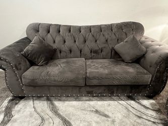 Gray and silver couch