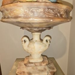 An Onyox Marble Pedestal With Marble Tazza